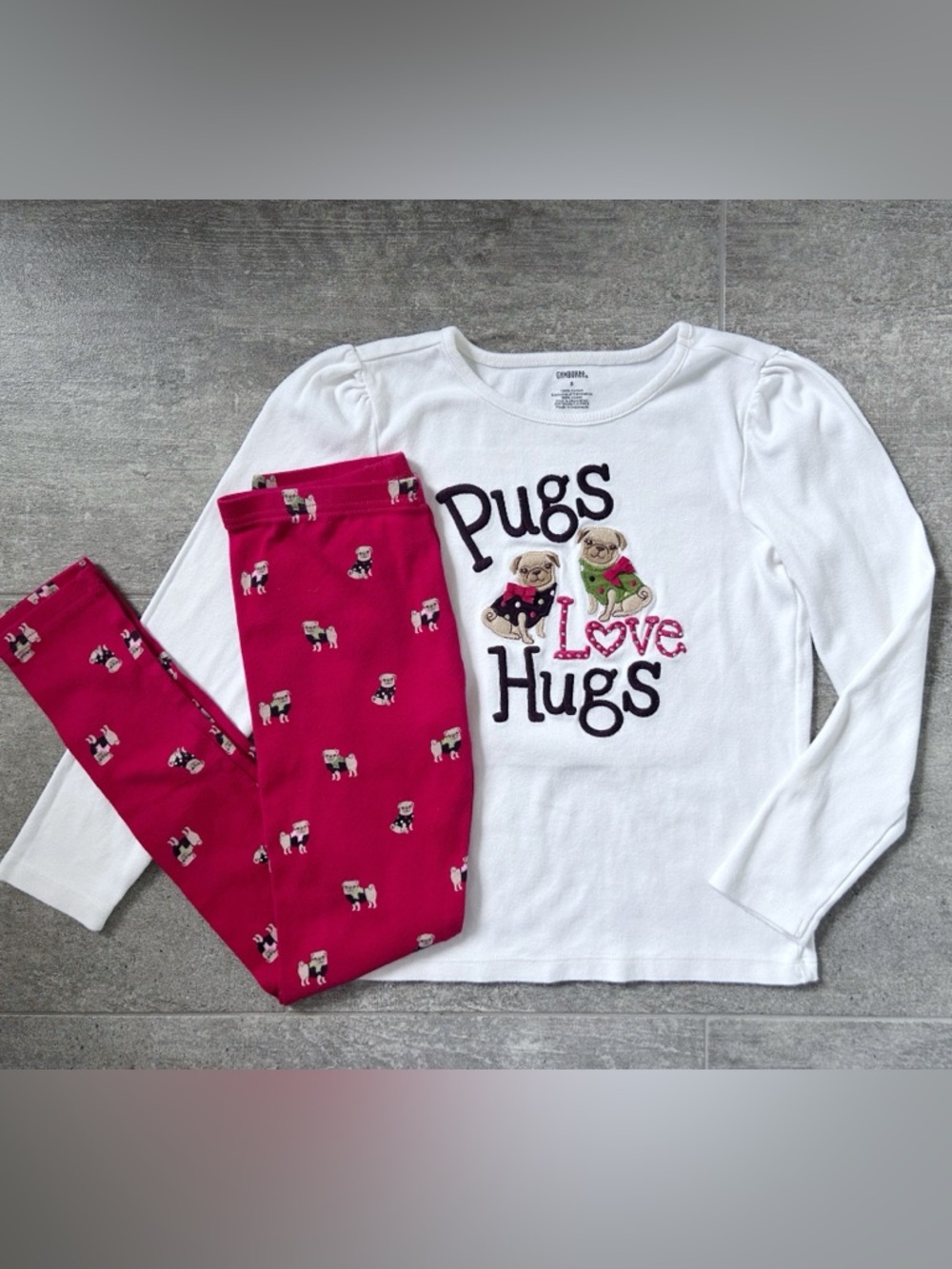 Gymboree Vintage Pups & Kisses Pug Two Piece Outfit Size 8